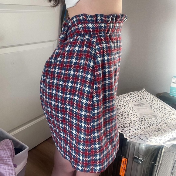Topshop Plaid Wool Ruffled Mini Skirt in red & blue 🍒💙 - Picture 3 of 4